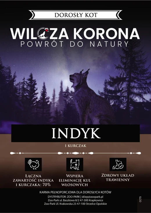 Etykieta Wilcza Korona: Indyk, Dorosły kot