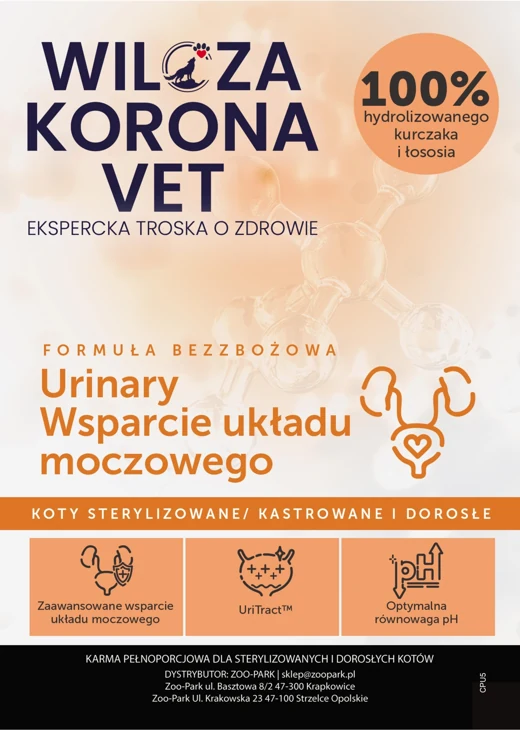 Etykieta Wilcza Korona VET: Urinary, Koty dorosłe, sterylizowane / kastrowane