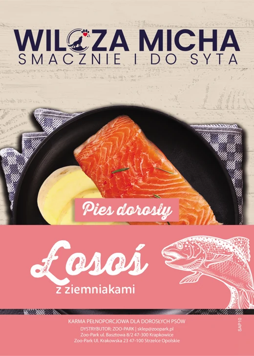 Etykieta Wilcza Micha: Łosoś, Pies dorosły